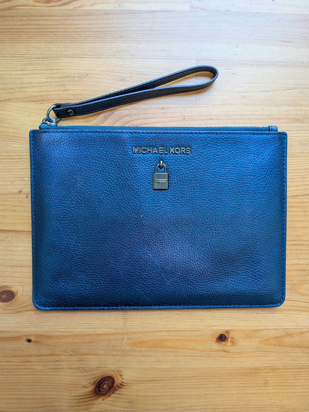 Michael Kors Navy Blue Leather Wristlet Clutch